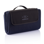 Couverture pique-nique pliante personnalisée en polaire 180g/m² couleur bleu marine vue avec logo