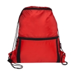 Sac cordon personnalisé avec poche en PET recyclé en couleur Adventure couleur rouge deuxième vue frontale