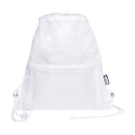 Sac cordon personnalisé avec poche en PET recyclé en couleur Adventure couleur blanc deuxième vue frontale