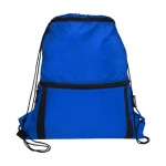 Sac cordon personnalisé avec poche en PET recyclé en couleur Adventure couleur bleu roi deuxième vue frontale