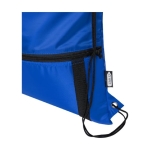 Sac cordon personnalisé avec poche en PET recyclé en couleur Adventure couleur bleu roi vue détail 1