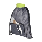Sac à dos ficelle personnalisable RPET pliable avec une poche avant couleur gris deuxième vue