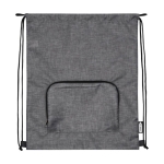 Sac à dos ficelle personnalisable RPET pliable avec une poche avant couleur gris troisième vue frontale