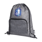 Sac à dos ficelle personnalisable RPET pliable avec une poche avant couleur gris vue impression sérigraphique
