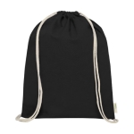 Sac à dos à cordons en coton biologique de 140 g/ m2 Pure Max couleur noir deuxième vue frontale