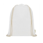 Sac à dos à cordons en coton biologique de 140 g/ m2 Pure Max couleur blanc deuxième vue frontale