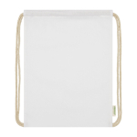 Sac à dos à cordons en coton biologique de 140 g/ m2 Pure Max couleur blanc troisième vue frontale