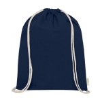 Sac à dos à cordons en coton biologique de 140 g/ m2 Pure Max couleur bleu marine deuxième vue frontale