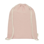 Sac à dos à cordons en coton biologique de 140 g/ m2 Pure Max couleur rose clair  deuxième vue frontale