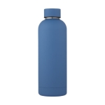 Gourde isotherme en acier inoxydable avec finition mate 500 ml Spring couleur bleu deuxième vue frontale