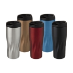 Verre thermos au design géométrique original de vagues 450ml Waves couleur bleu deuxième vue en couleurs