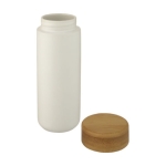 Verre en céramique avec couvercle à vis anti-goutte en bambou 300ml couleur blanc deuxième vue