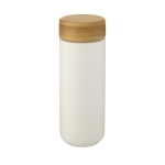 Verre en céramique avec couvercle à vis anti-goutte en bambou 300ml couleur blanc troisième vue