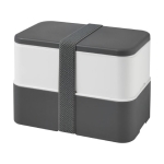 Lunch box coloré en PET recyclé avec deux compartiments de 1,4L MIYO couleur gris