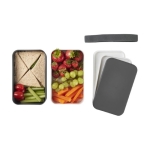Lunch box coloré en PET recyclé avec deux compartiments de 1,4L MIYO couleur gris cinquième vue