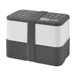 Lunch box coloré en PET recyclé avec deux compartiments de 1,4L MIYO couleur gris vue impression sérigraphique