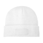 Bonnet publicitaire avec étiquette personnalisée Gorro Elevate™ Boreas couleur blanc deuxième vue frontale