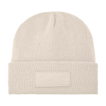Bonnet publicitaire avec étiquette personnalisée Gorro Elevate™ Boreas couleur sable deuxième vue frontale