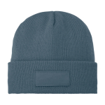 Bonnet publicitaire avec étiquette personnalisée Gorro Elevate™ Boreas couleur cyan deuxième vue frontale