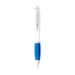 Stylo avec logo pas cher pour entreprise avec Encre Noire ColorBlanc couleur bleu ciel deuxième vue frontale