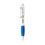 Stylo avec logo pas cher pour entreprise avec Encre Noire ColorBlanc couleur bleu ciel vue avec impression sérigraphique
