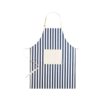 Tablier en coton biologique à rayures avec une poche Organic Lines couleur bleu marine première vue