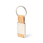 Porte-clés rectangulaire en métal gravé et liège Metal Cork couleur naturel deuxième vue