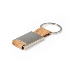 Porte-clés rectangulaire en métal gravé et liège Metal Cork couleur naturel  troisième vue