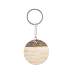 Porte-clés en bois avec logo rond en deux couleurs SimpleWood couleur naturel première vue