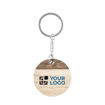 Porte-clés en bois avec logo rond en deux couleurs SimpleWood vue principale