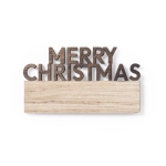 Magnet Merry Christmas avec logo à personnaliser en bois bicolore couleur naturel première vue