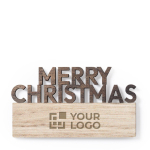 Magnet Merry Christmas avec logo à personnaliser en bois bicolore vue principale