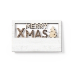 Aimant de Noël Merry Xmas en bois avec finition bicolore couleur naturel première vue