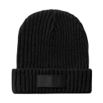 Bonnet à personnaliser en acrylique élastique avec étiquette Winter couleur noir première vue