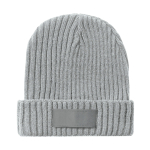 Bonnet à personnaliser en acrylique élastique avec étiquette couleur gris clair première vue