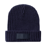 Bonnet à personnaliser en acrylique élastique avec étiquette Winter couleur bleu marine première vue