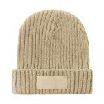 Bonnet à personnaliser en acrylique élastique avec étiquette couleur naturel première vue