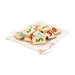 Jeu de pièces en bois avec numéros dans une pochette en coton Numbers couleur naturel première vue