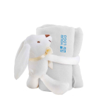 Couverture pour enfants fixée à une peluche lapin blanc Rabbit avec zone d'impression