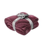 Couverture deux faces en velours et sherpa Rainy Day couleur bordeaux première vue