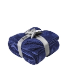 Couverture deux faces en velours et sherpa Rainy Day couleur bleu avec zone d'impression
