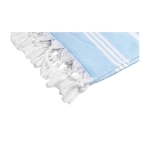 Serviette paréo en coton à franges nouées 220 g/m2 Pareo Capri couleur bleu troisième vue