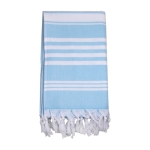 Serviette paréo en coton à franges nouées 220 g/m2 Pareo Capri couleur bleu quatrième vue
