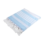 Serviette paréo en coton à franges nouées 220 g/m2 Pareo Capri couleur bleu sixième vue