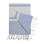 Paréo en coton recyclé personnalisé de 160 g/m² Pareo Tahiti couleur bleu première vue