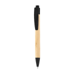 Stylo écologique en bambou avec détails colorés Encre bleue Koa couleur noir première vue