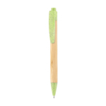 Stylo écologique en bambou avec détails colorés Encre bleue Koa couleur vert première vue