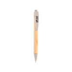 Stylo écologique en bambou avec détails colorés Encre bleue Koa couleur naturel avec zone d'impression