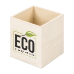 Porte-stylos en forme de cube en bois clair à personnaliser Wood couleur naturel deuxième vue