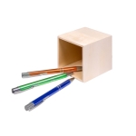 Porte-stylos en forme de cube en bois clair à personnaliser Wood couleur naturel quatrième vue